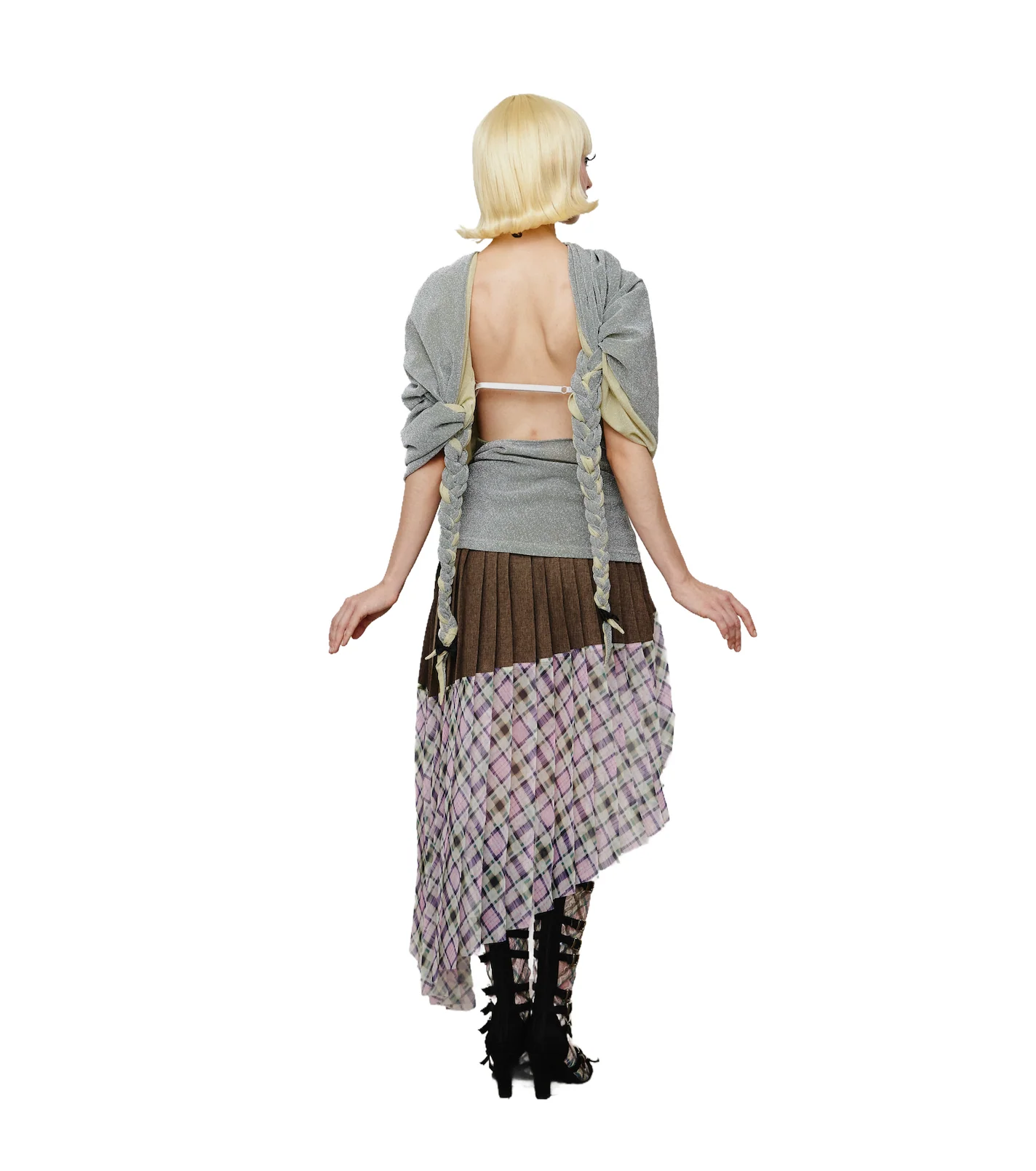 Asymmetrical organza pleated skirt lucid - Image 4