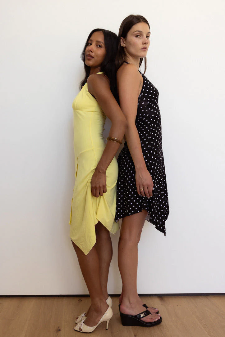 Aurora Halter Dress in Butter Yellow - Image 4