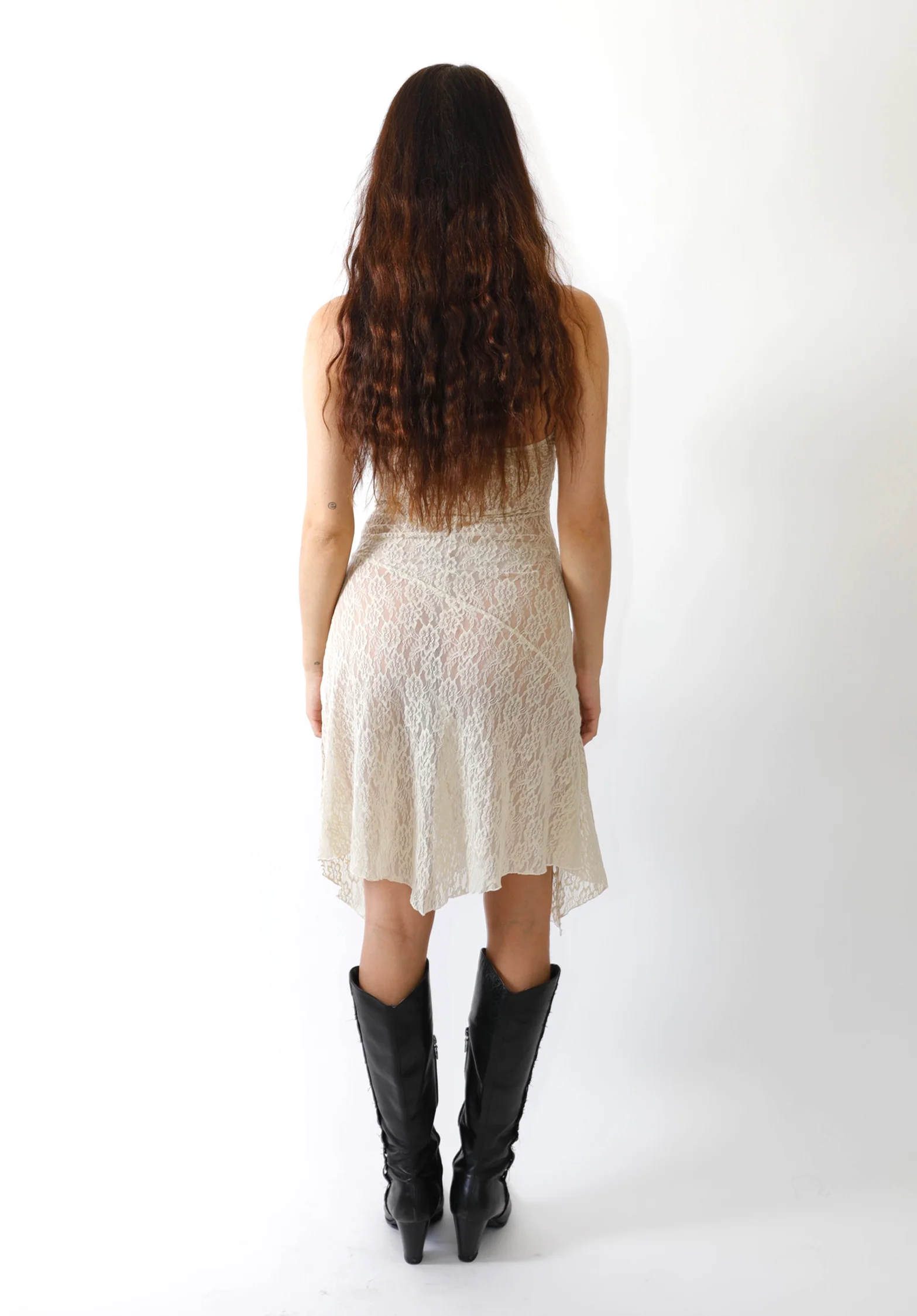 Aurora Halter Dress in Sandstone Lace - Image 4