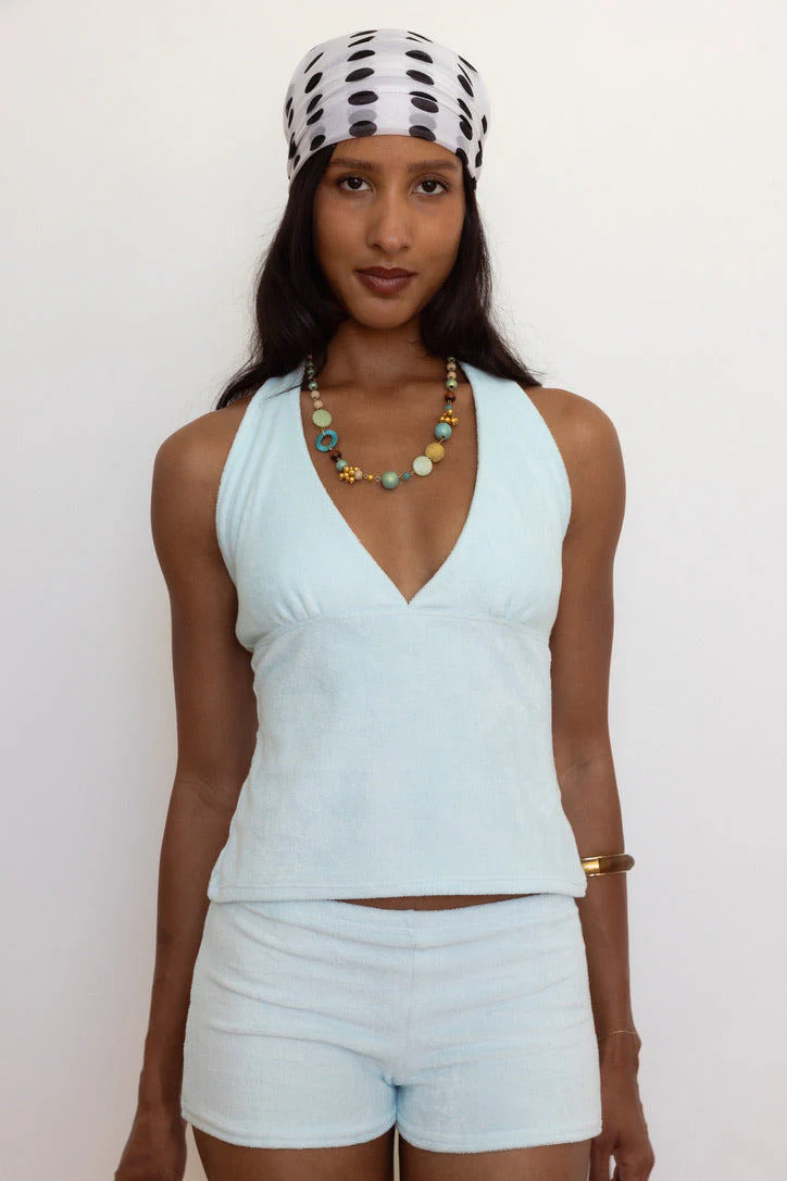 Cleo Hot Shorts in Ice Blue Terry - Image 3