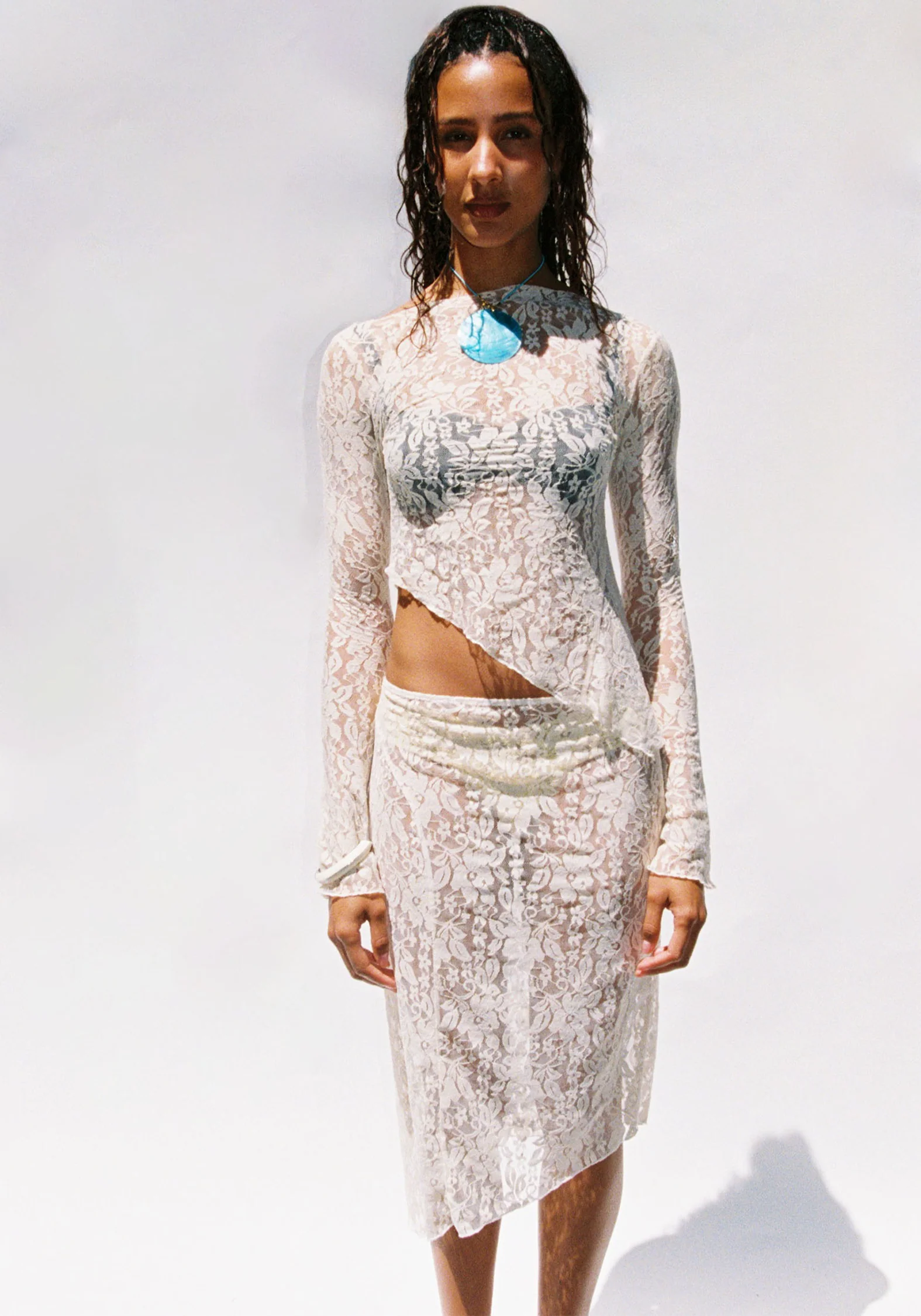 Demeter Midi Skirt in Sandstone Lace - Image 2