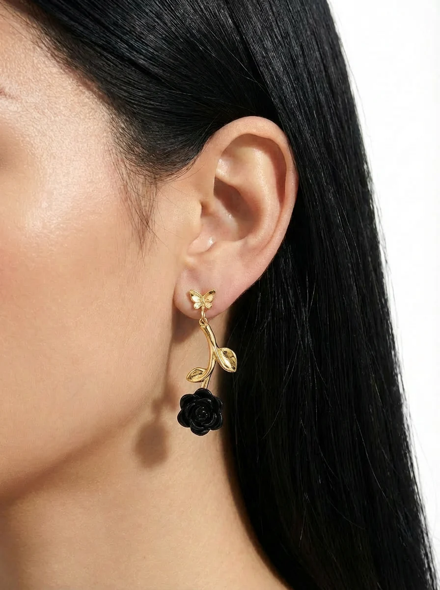GOLD ROSE EARRINGS - Image 2
