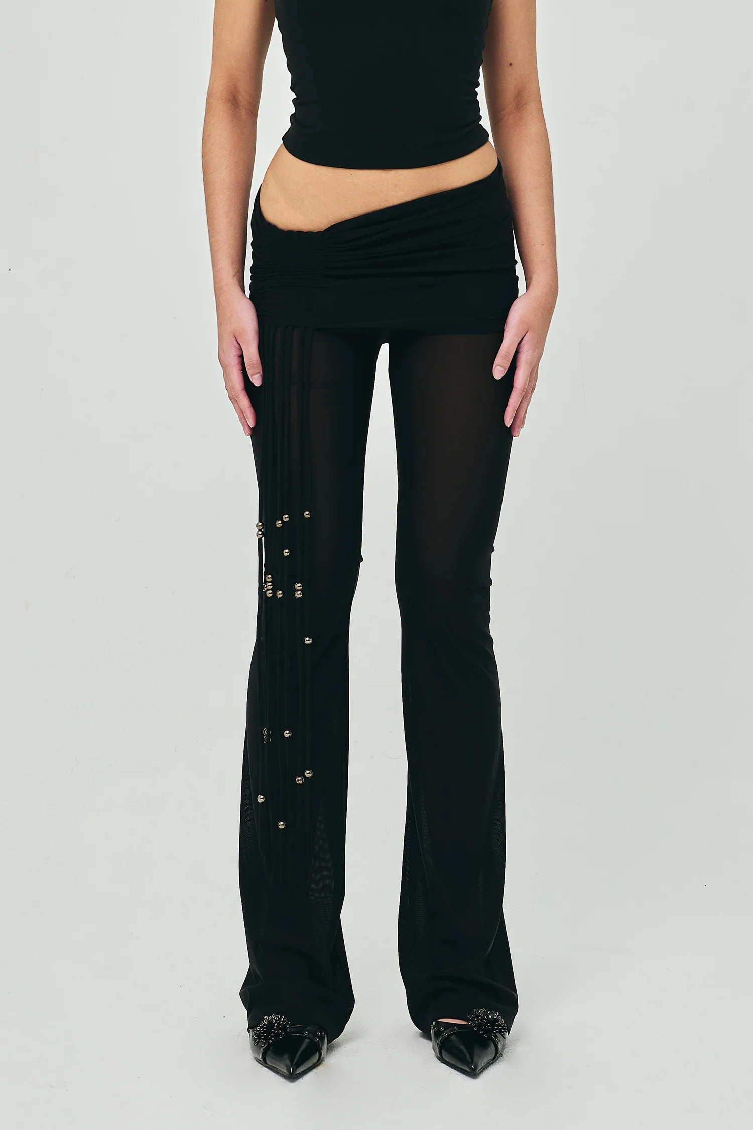 MESH WHIP PANTS BLACK