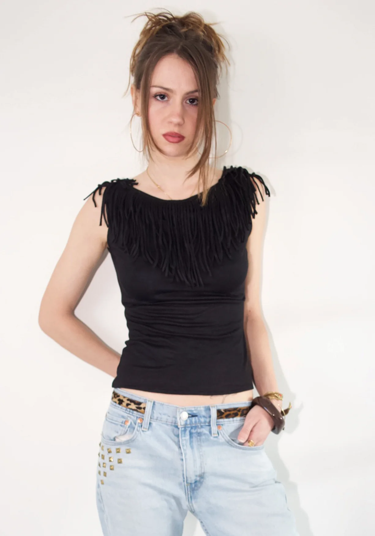Muse Fringe Tank Top in Midnight - Image 4