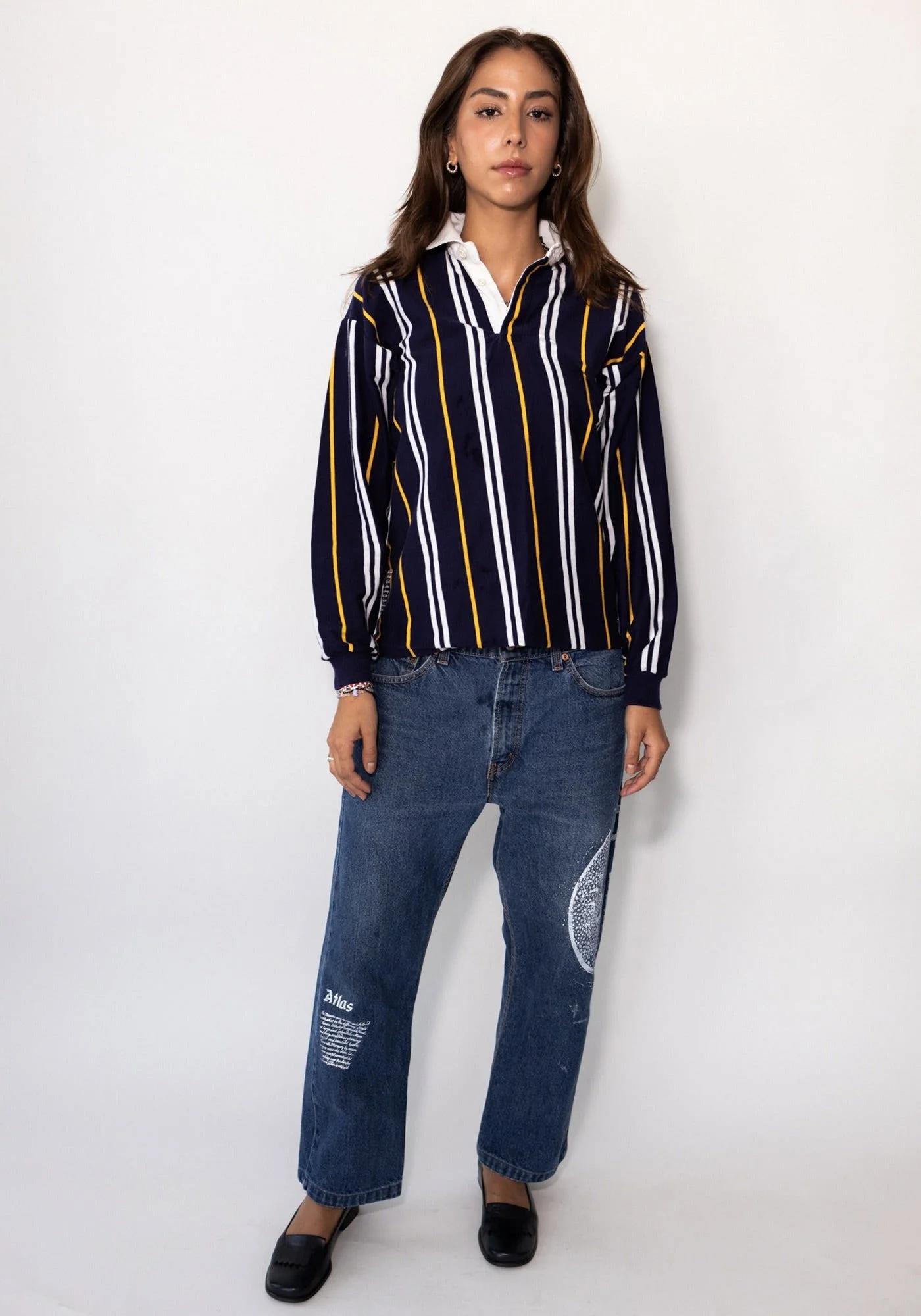 Navy Striped J. Crew Rugby Shirt - Image 2