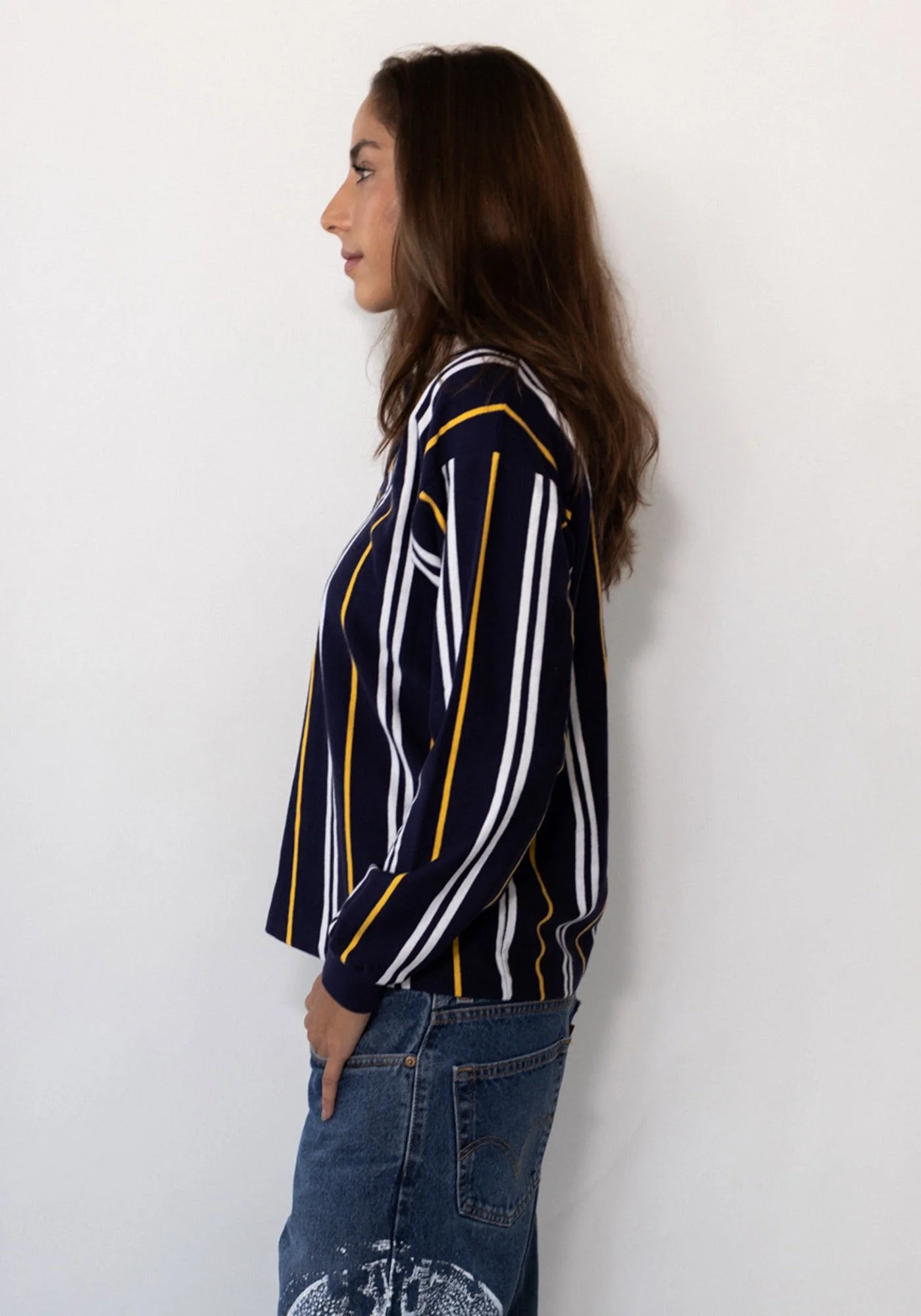 Navy Striped J. Crew Rugby Shirt - Image 3