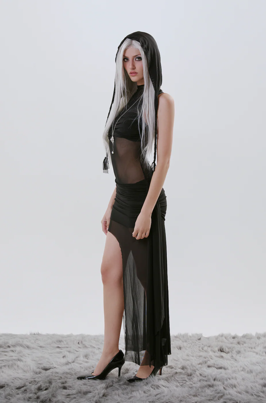 Obsidian Black New Nyx Dress with Hood - Image 2