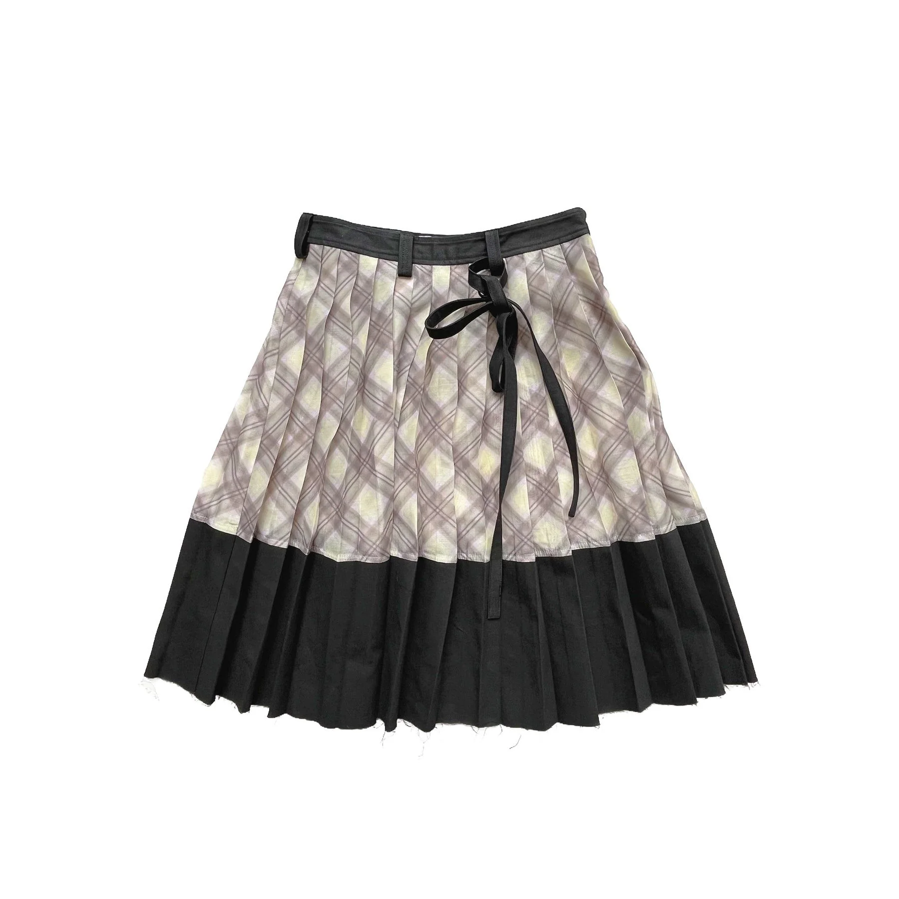 Patchwork Organza Pleated Midi Skirt Black Porcelain - Image 11
