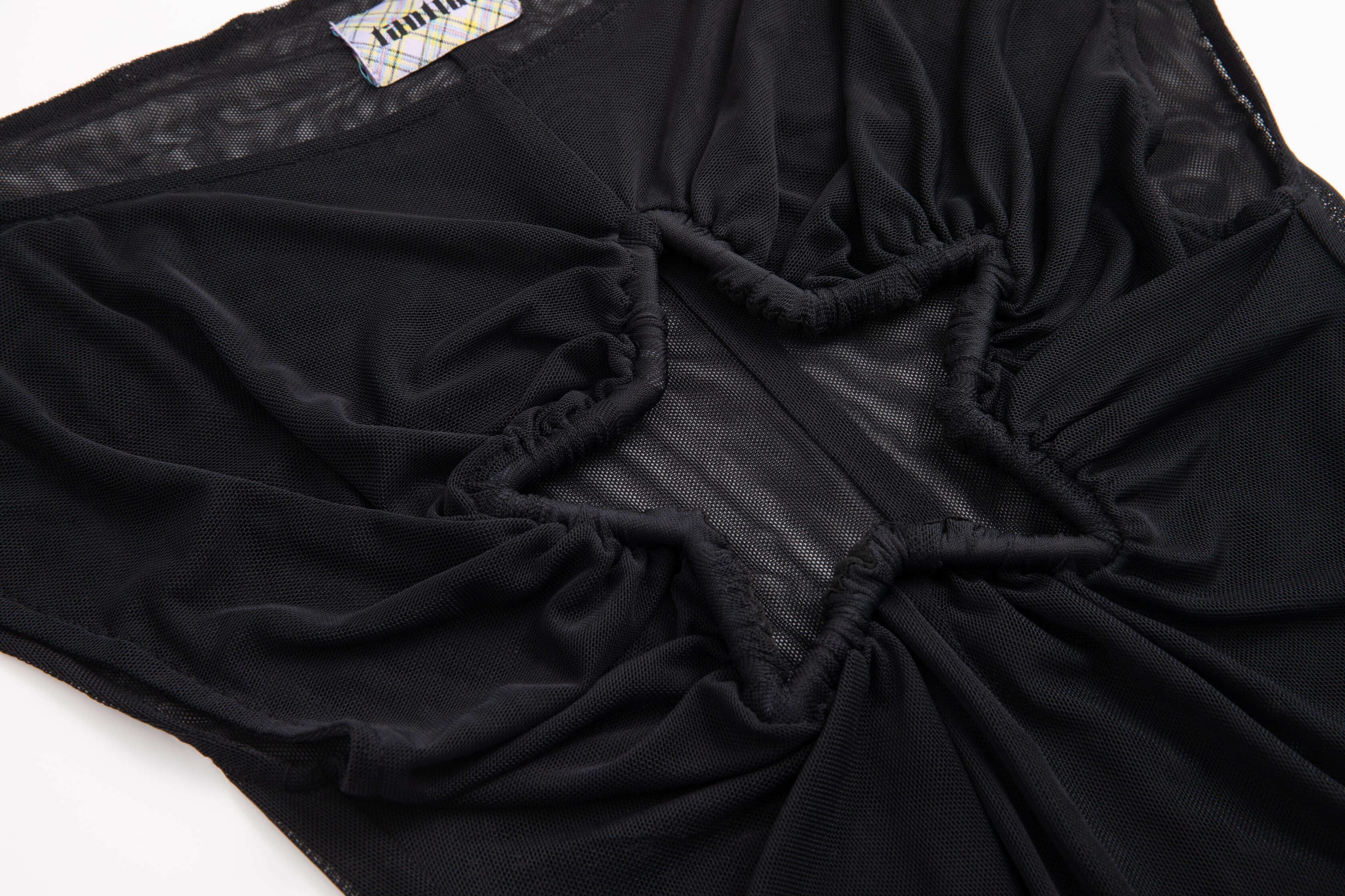 Plaid Mesh Star Cutout Tshirt Black - Image 2