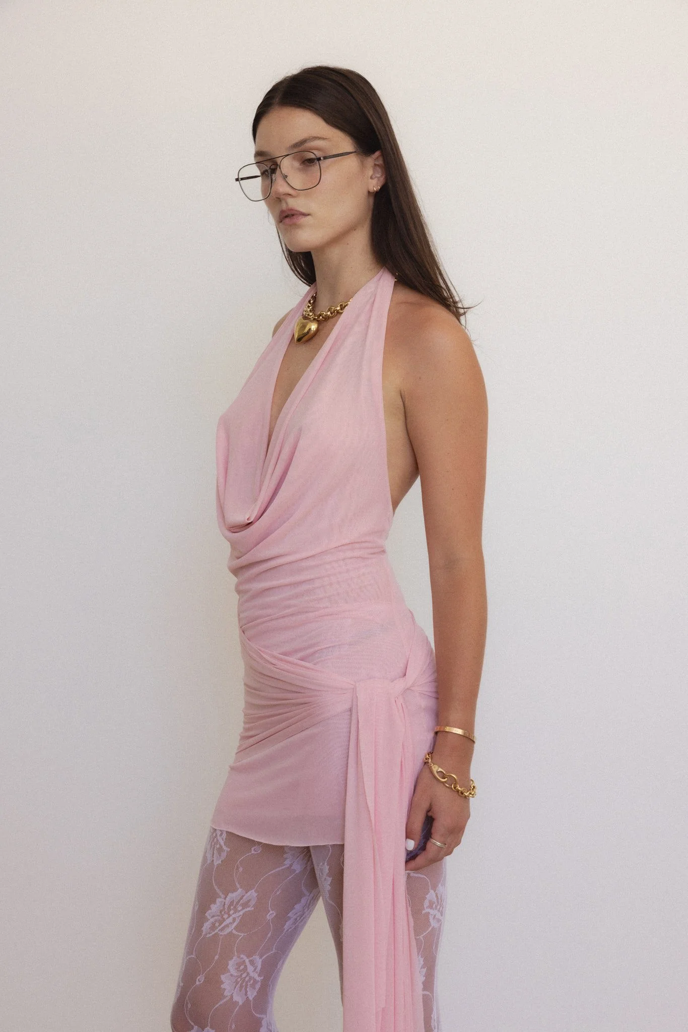 Psyche Dress in Pink Mesh - Image 4