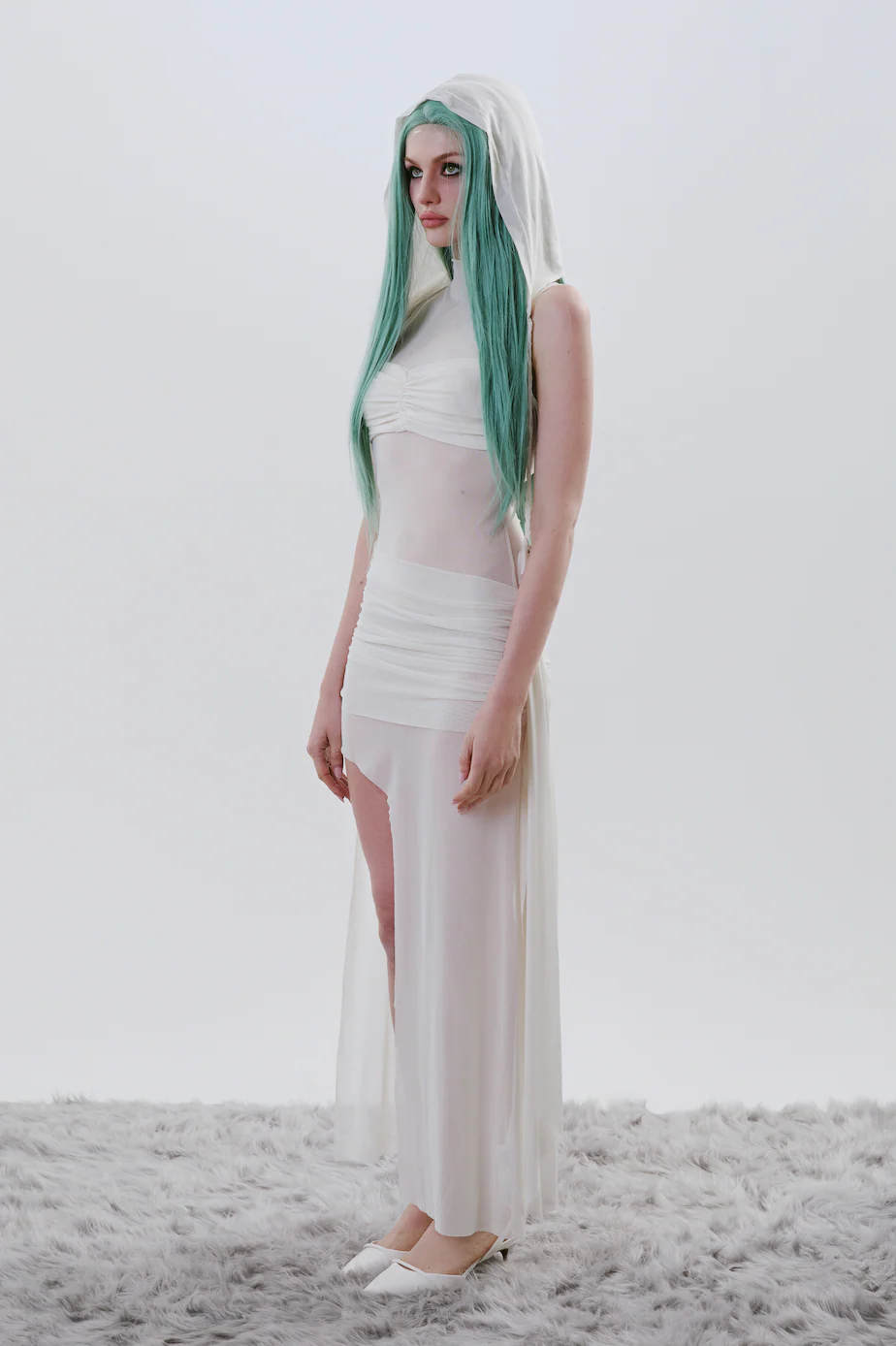 Seashell White New Nyx Dress with Hood - Image 3