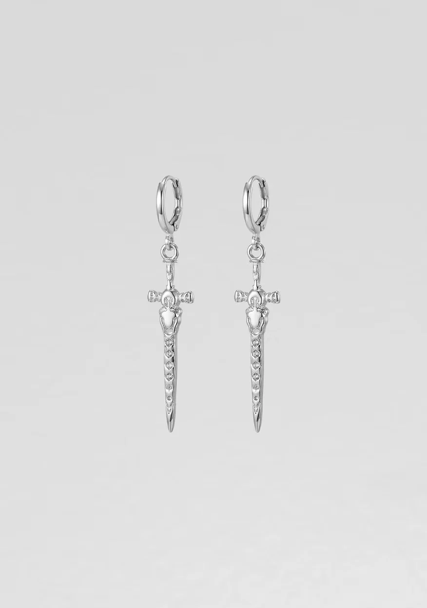 SILVER EXCALIBUR EARRINGS