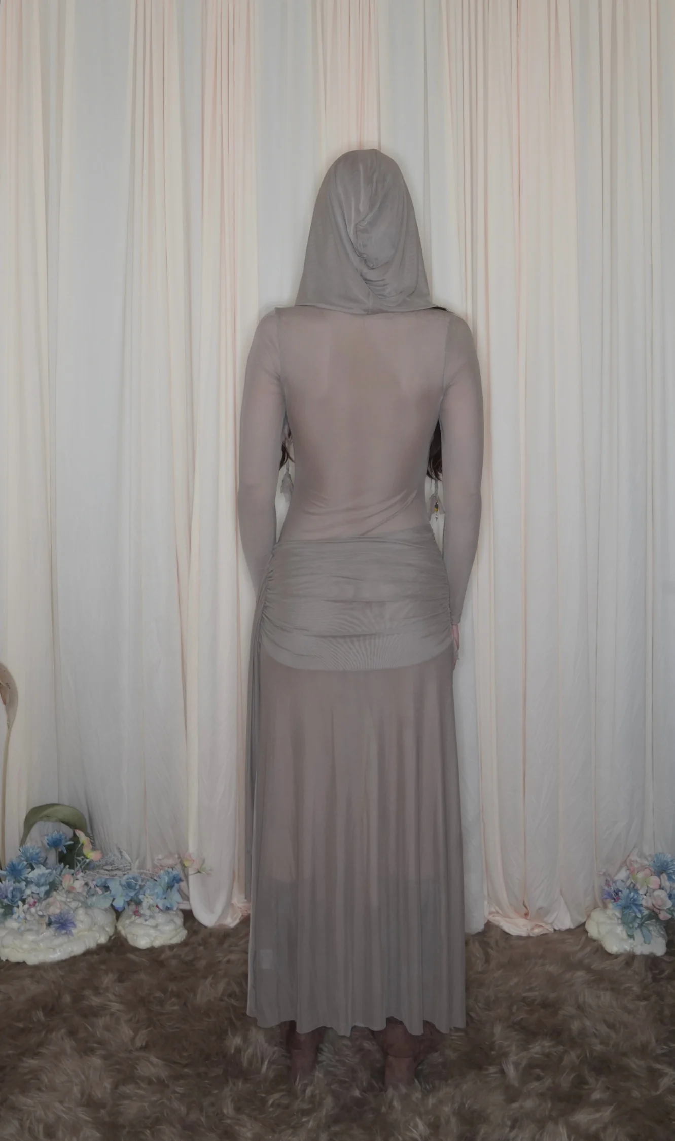 STONE TAUPE NEW NYX DRESS WITH HOOD - Image 3
